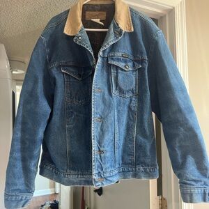 Wrangler Blue Denim Jacket with Tan Collar